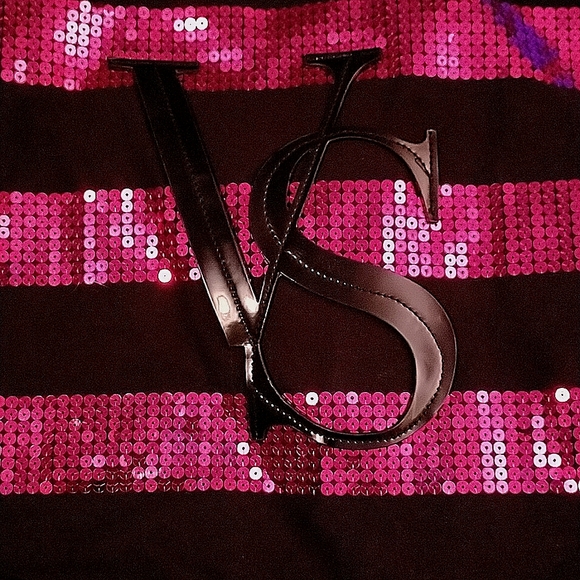 GUC Victoria's Secret Black & Pink Canvas Tote Bag - Picture 4 of 12